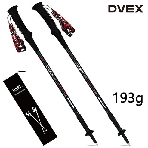 디벡스 초경량 193그램 3단 등산스틱 2개1세트+ (케이스) 4종택일, 블랙레드, 1세트