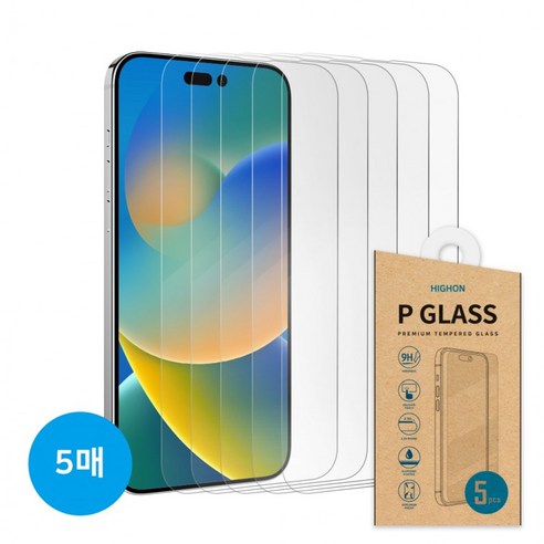 아이폰15 프로 색상  [카노박스] 하이온 P글라스(5매) 아이폰 15 프로 (6.1)