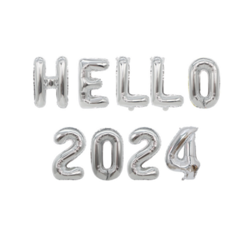 파티보그 2024 새해파티 해피뉴이어 헬로우 풍선, Hello, 1개, 실버