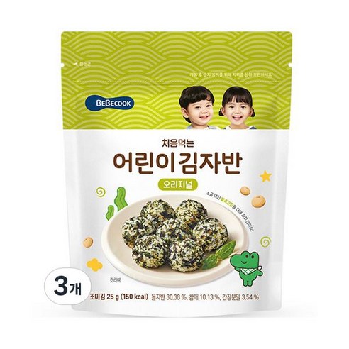 처음 먹는 어린이 김자반, 오리지널, 25g, 3개