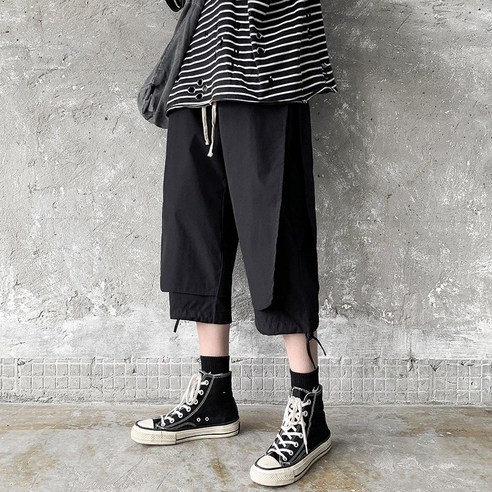 DFMEI 패션 브랜드 바지 남성 여름 얇은 느슨한 한국어 스타일 유행 맞춤형 반바지 지방 대형 바지
