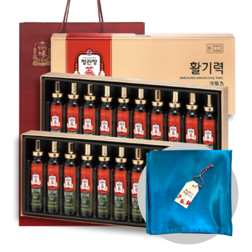 정관장 활기력 20병 400ml 정품 쇼핑백 선물세트 (포장용 보자기 원단 포함), 1세트