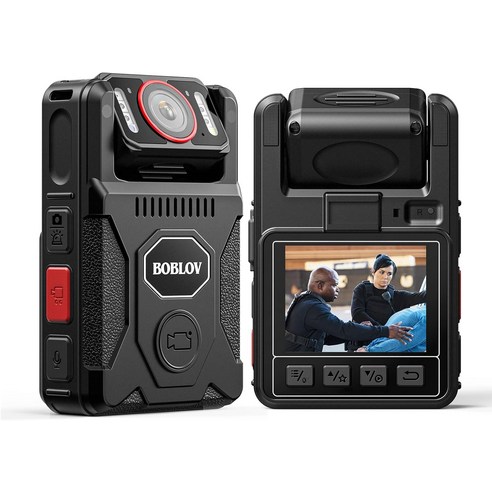 BOBLOV M7Pro 4K GPS 본체 카메라 오디오 포함 256GB 본체 카메라 180° 회전 렌즈 14시간 동안 4000mAh, 128GB