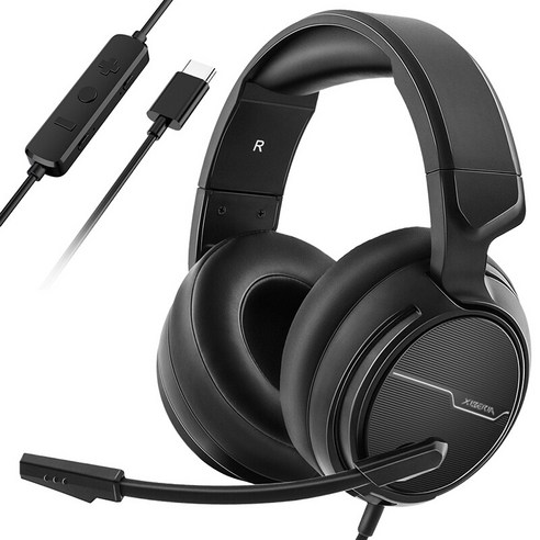 Xzante 7.1 게임 헤드폰이있는 V20 게임용 헤드셋 PC 게이머 이어폰 마이크 Led 라이트 TYPE-C 버전, 검은 색