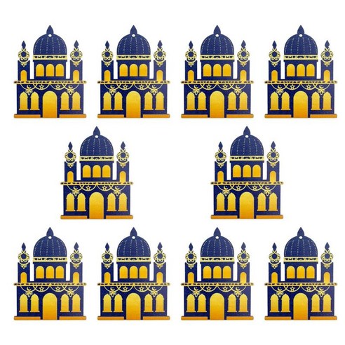 10x 이슬람 Eid 무바라크 나무 장식 벽 매달려 공예 장식 파티 결혼식, D, 목재