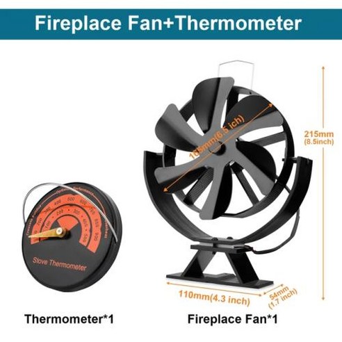 올라운드팬 무동력팬 크리스마스 서큘레이터 팬 통나무 스토브 캠핑 열효율향상, 2) With Thermometer