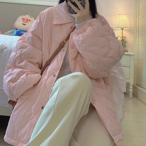 키토브 빅사이즈 퀄팅 패딩 하프 누빔 야상잠바 오버핏 자켓 기모안감