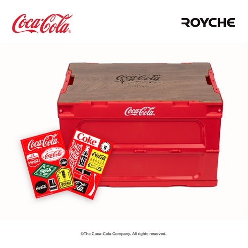 로이체 캠핑용 코카콜라 폴딩 테이블 박스 50L + 데코스티커 세트