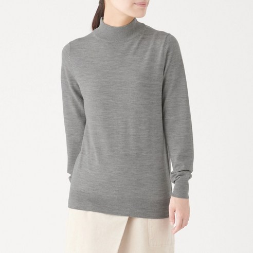 무인양품 MUJI 여성 목이 편한 저지 워셔블 하이넥 스웨터 W9AA877