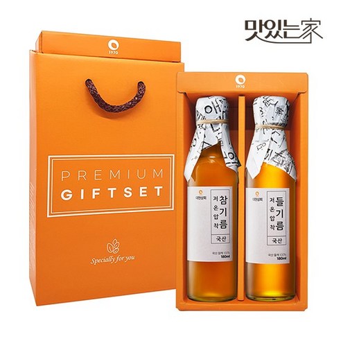 50년전통 저온압착 국산 참기름 들기름 180ml 선물세트 (선물케이스포장), 국산 참기름 180ml 2병 선물세트