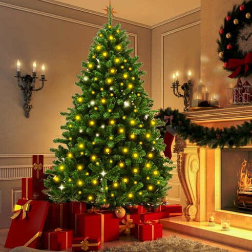 DKaony 180cm Künstlicher Weihnachtsbaum Tannenbaum Mit Beleuchtung LED Zu Weihnachten, 녹색