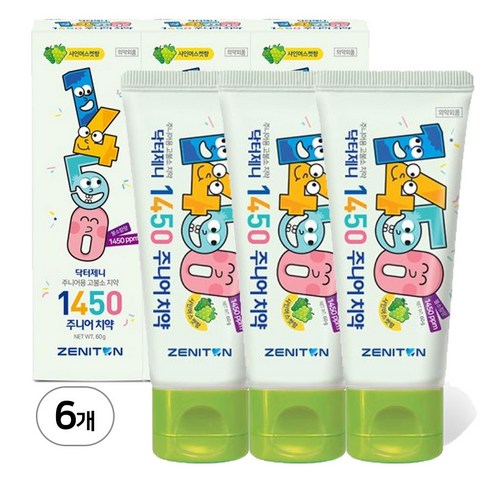 제니튼 닥터제니 1450 고불소 주니어 치약 샤인머스켓향, 6개, 60g