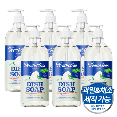 니트앤클린 주방세제 베이킹소다&녹차, 6개, 1L