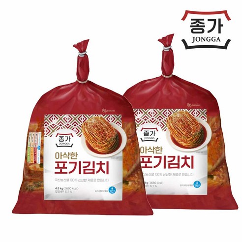 [종가] 아삭한 포기김치, 4.8kg, 2개