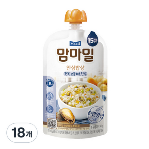 맘마밀 안심밥상 레토르트 이유식 140g, 전복 모듬채소진밥, 140g, 36개