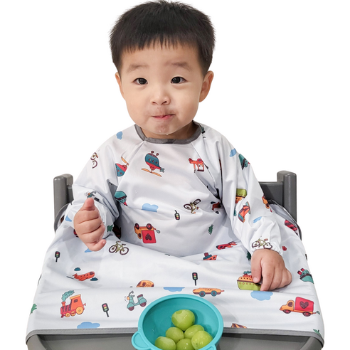 벨베이비 식탁일체형 방수 턱받이 긴팔 완전커버 라지, (리뉴얼)파란나라 여행