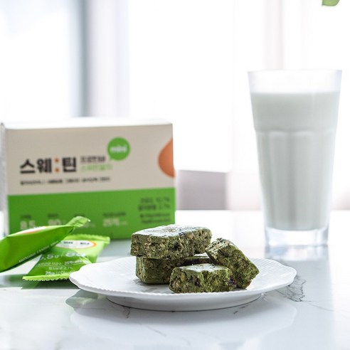 스웨틴 단백질바 미니 스위트말차는 프로틴바로, 단백질을 공급하며 말차 맛의 달콤한 맛을 즐길 수 있는 제품입니다.