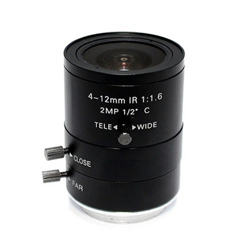 AFBEST 수동 조리개 렌즈 4-12mm 2MP 산업용 C 마운트 CCTV 카메라 액세서리, 검정