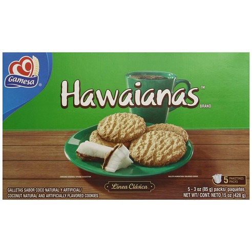 가메사 하와이아나스 쿠키 코코넛, 85g, 5개입