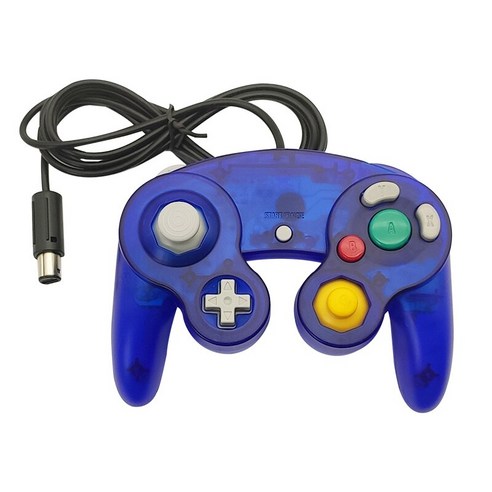 YJQ 클래식 유선 게임 컨트롤러 게임 패드 조이스틱 원격 NGC GameCube 콘솔 게임 컨트롤러 패드, Crystal Blue