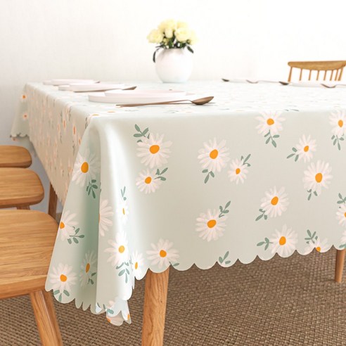 DFMEI lebaispvc tablecloth 목회 꽃 책상 table table cloth coffee table table mat ins wind long, DFMEI 원형 직경 120cm [원탁에 적합], 치자나무 (방수 및 방유)