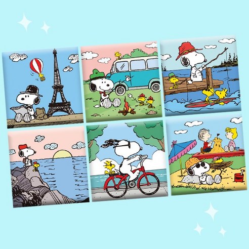 DIY 스누피 피너츠 TRAVEL 보석십자수 세트 25x25 큐빅 페인팅, 스누피마법사, 1개