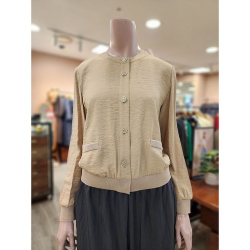 BCBG [올앤선드리] 샤트 니트배색 블라우스 – 베이지 [M] 비씨비지니트