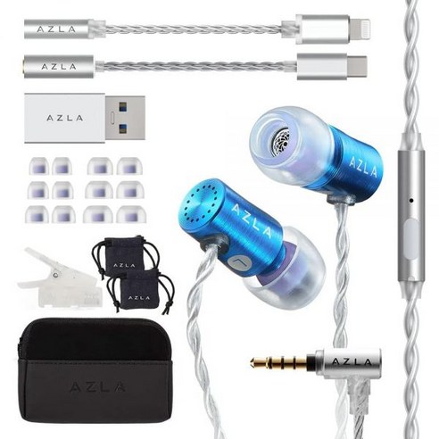 아즈랄 아젤 G 블루 인이어 이어버드 헤드폰 이어폰 MIC, Blue