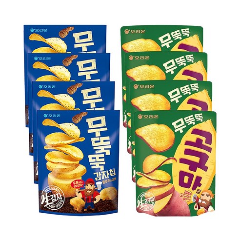 오리온 무뚝뚝 감자칩 60g 2개 + 고구마칩 56g 2개, 1세트, 232g