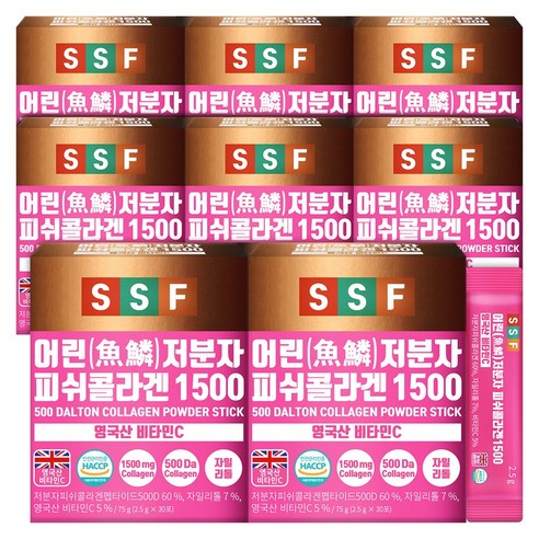 순수식품 어린 저분자1500 피쉬콜라겐 2박스(60포) 비타민C 스틱 분말 가루, 75g, 8개