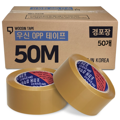 황색 박스테이프 50M 경포장 opp 미색테이프 우신 테이프, 30개