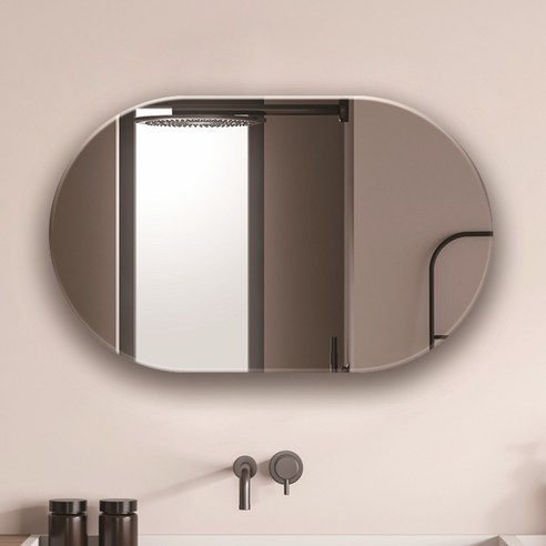 온미러 타원형 벽 거울 노프레임 욕실거울 벽걸이형 50cmX80cm