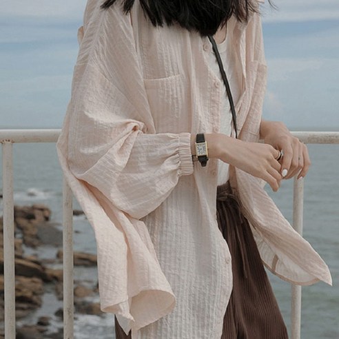 [제이스샷] 여성 여름 루즈핏 긴팔 시원한재질 셔츠 남방