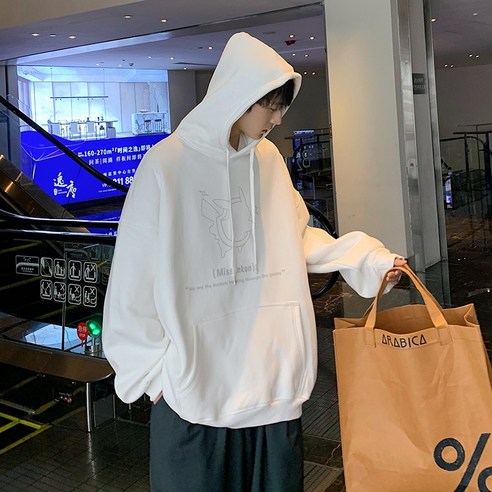 YANG 후드 스웨터 남자 봄 가을 패션 브랜드 홍콩 스타일 느슨한 트렌디 모든 일치 코트 스트리트 스타일 풀오버