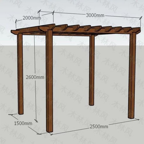 파고라  파고라 펜션 정자 옥상 야외 미니 마당 바베큐장 오두막, 3mx2mx2.6m - 기둥 9x9cm