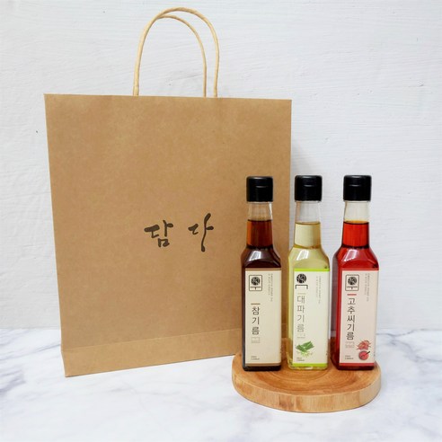 장터엔 3종 선물세트(대파기름 고추씨기름 파스타마늘오일 250ml), 참기름+대파기름+고추씨기름, 유리병250ml, 1개