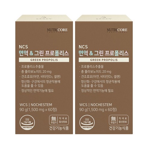 뉴트리코어 NCS 면역 앤 그린 프로폴리스, 60정, 2개
