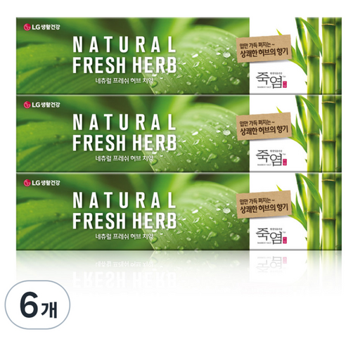 죽염 네츄럴 프레쉬 허브 치약, 130g, 6개