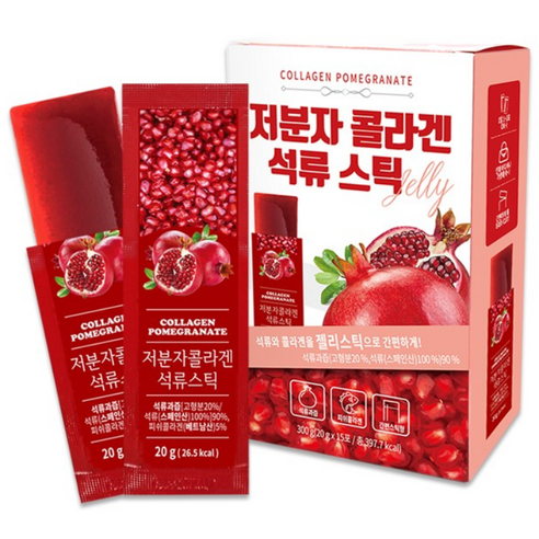 저분자 석류콜라겐 젤리 스틱 스페인산 석류과즙 생선 피시 어류 콜라겐 식약처 해썹인증, 4개, 300g