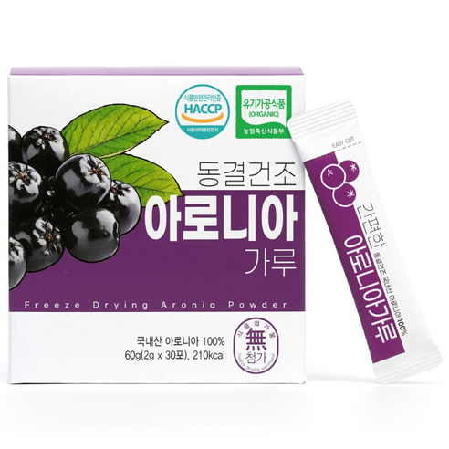 산마을 동결건조 국내산 유기농 아로니아가루 60g(2gX30포) 스틱형 분말, 60개, 2g