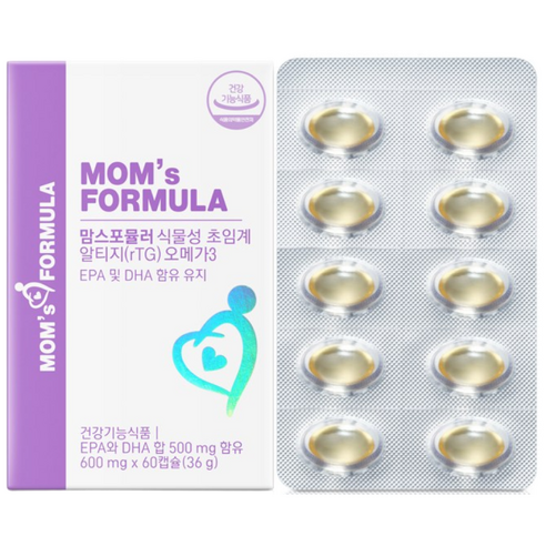 맘스포뮬러 식물성 초임계 알티지 rTG 오메가3 미니캡슐 DHA 2개월분, 1개, 60정