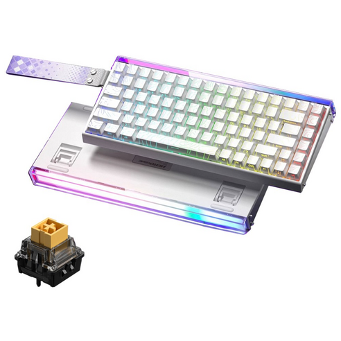 AULA HERO 84HE 마그네틱 축 키보드 유선 게이밍 고성능 8K, RGB light box wired, White Contour Line