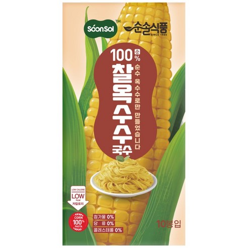 순솔 100% 찰옥수수국수 글루텐프리 파스타면 고단백질음식 저칼로리면 저속노화 칼국수 비빔면 밀가루없는면, 단품, 1kg, 1개