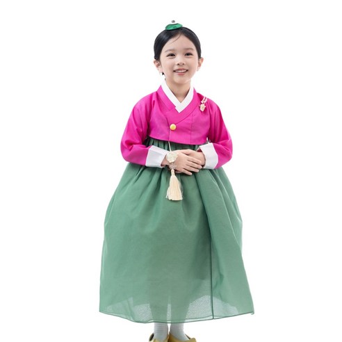 진분홍 초록치마 고급 여아한복 아동 (백일-10호) 돌잔치 아기 어린이 유아 키즈