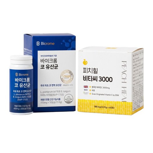 바이크롬 코 유산균 + 피치약사 고함량 비타민C 3000 세트