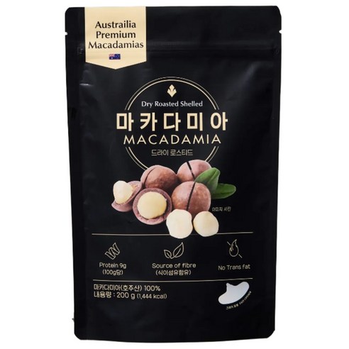 호주산 까먹는 통 마카다미아 드라이 로스티드 알이 굵은 [프리미엄 블랙라인], 1개, 200g