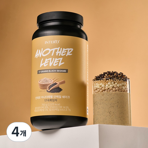 인테로 어나더레벨 단백질 쉐이크 곡물 흑임자맛, 4개, 750g