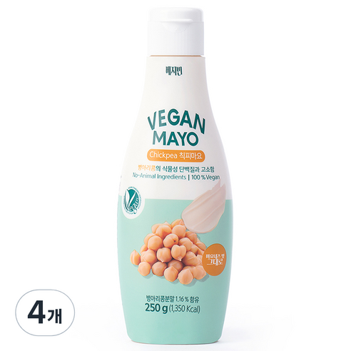 베지빈 병아리콩 비건 마요네즈 저당 저칼로리, 4개, 250g
