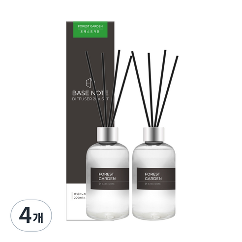 베이스노트 홈 디퓨저, 포레스트가든, 200ml, 4개