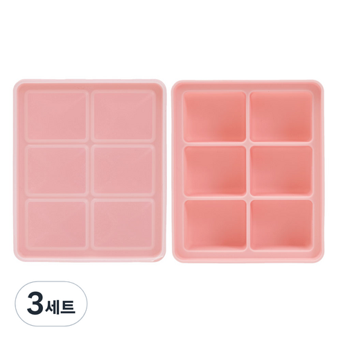 네오실리 국산 프리미엄 실리콘 이유식 채소 냉동틀 아이스트레이, 3세트, 핑크+핑크